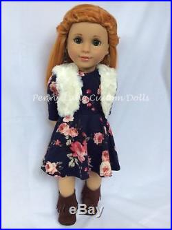 Custom American Girl Doll Marie Grace Green Eyes Ginger Red Wig Hair Ooak