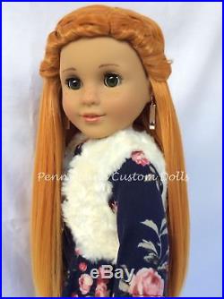 Custom American Girl Doll Marie Grace Green Eyes Ginger Red Wig Hair Ooak