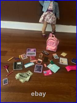 Custom American girl doll and accessories- barely used with multiple bags