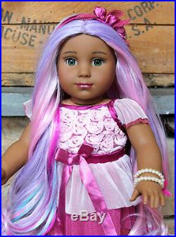 Custom Kaya American Girl Doll OOAK Pastel Party Painted Eyelids Outfit Inc