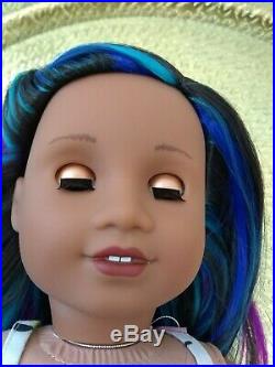 Dot Custom American Girl Doll OOAK Blue Eyes Sonali Blue Purple Pink Hair