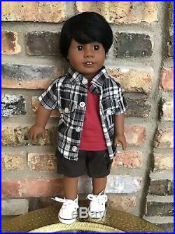 Dylan Custom Boy American Girl Doll OOAK Black Hair Brown Eyes Dark Skin
