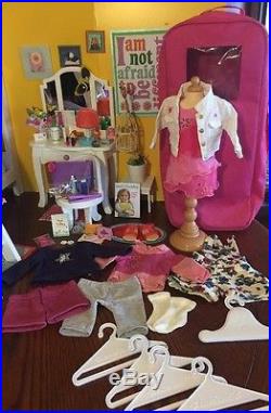 Huge American Girl Doll & Bedroom Lot-Doll, Bunk Beds, Vanity, Armoire, Pets+More