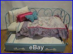 Huge American Girl Doll Curlique Trundle Day Bed Retired Clothes Accessories