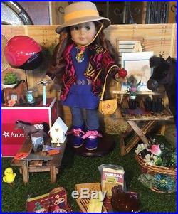 Huge American Girl Doll Saige Lot WithDoll, Horse, Birdhouse kit, Parade Hat+More