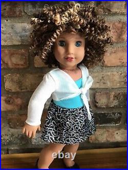 Jessica Custom American Girl Doll OOAK Brown Curly Hair Blue Eyes Courtney 80s