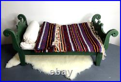 Josefina American Girl Green Distressed Sleigh Bed, Bedding, Rugs, & Nightgown