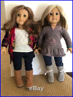 LOT 2 Pleasant Company American Girl Dolls And 78 Clothes/shoes/Accessories