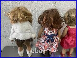 LOT of 3 AMERICAN GIRL DOLLS with OUTFITS and BITTY BABY