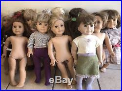 Lot Of 12 American Girl Dolls With Clothes