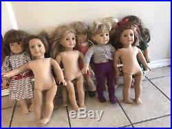 Lot Of 12 American Girl Dolls With Clothes