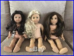 Lot Of 3 American Girl Dolls Grace, Caroline & Nanea Gently Used Good Cond