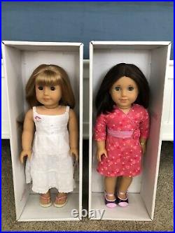 Lot of 2 Retired American Girl Dolls Chrissa Doll & Book Friend Gwen Doll & Book