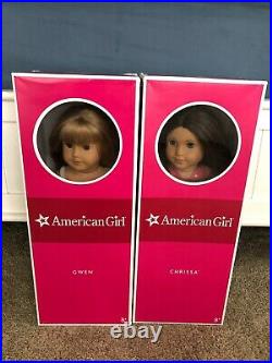 Lot of 2 Retired American Girl Dolls Chrissa Doll & Book Friend Gwen Doll & Book