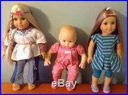 Lot of 3 American Girl Dolls McKenna, Julie & Bitty Baby & Many Accessories