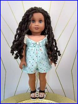 Madison Custom African American Girl Doll OOAK Blue Eyes Sonali Black Curly Hair