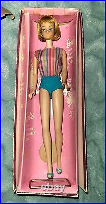 Mattel Vintage Mod American Girl Barbie, Box, Stand, Shoes & Swimsuit