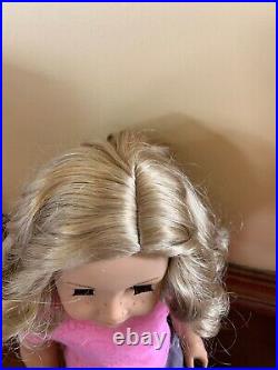 My American Girl Doll #56 Short Blond Curly Hair Blue Eyes 18 Doll