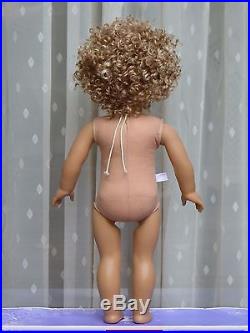 OOAK American Girl 18 Doll Custom Nellie Curly Blonde Wig Teal Blue Eyes