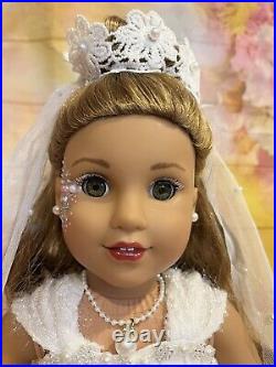 OOAK American Girl Doll 18 Bride Wedding Face Paint Updated Makeup Green Eyes