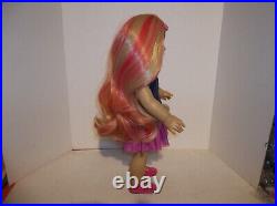 OOAK American Girl Doll Blond Hair with Pink Highlights, Blue Eyes and Freckles