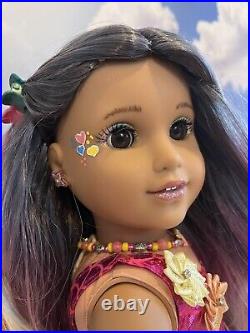 OOAK American Girl Doll Rainbow Ombre Hair Face Paint Mermaid 18 Custom