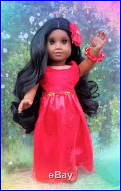 OOAK American Girl Historical Cecile Doll Long BEAUTIFUL Black Curls Hazel Eyes