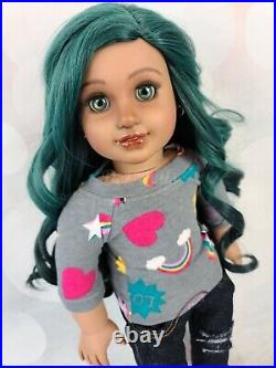 OOAK Custom American Girl Doll 18 Josi Painted Blue Green Eyes Teal DezDolls