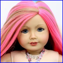OOAK Custom American Girl Doll 18 Long Dirty Blonde Hair Pink/Blue Highlights