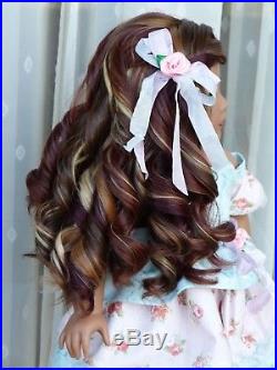 OOAK Custom Princess American Girl Doll Kanani Blue Eyes Cranberry Pecan Hair