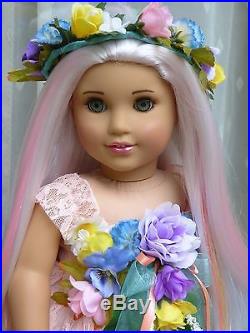 OOAK Fantasy American Girl 18 Doll Beautifully Custom Unicorn Wig Caroline Eyes