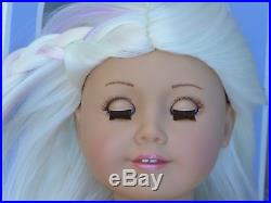 OOAK Fantasy American Girl 18 Doll Custom Hair Hand Painted Pastel Rainbow Eyes