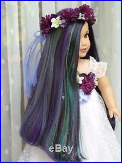 OOAK Flower Fairy Custom American Girl 18 Doll Long Peacock Hair Seafoam Eyes