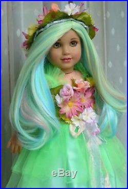 OOAK Flower Princess Custom American Girl 18 Doll Pastel Rainbow Hair Eyes