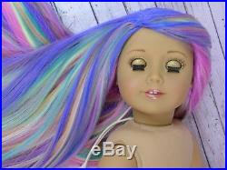 OOAK Rainbow Princess American Girl 18 Doll Custom Hair Aqua Eyes