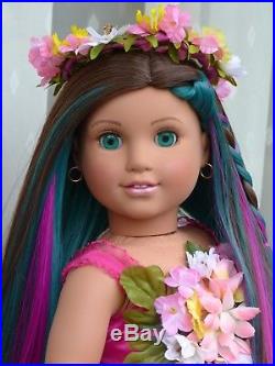 OOAK Woodland Fairy Custom Hair American Girl Doll Josefina Jade Glitter Eyes