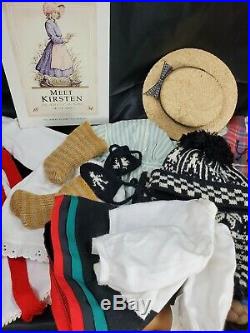 Old American Girl Kirsten Larsen with Bed, Outfits, & Books vtg LOT Pleasant Comp