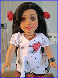 Ooak american girl doll love goth vibes with face up and custom outfit