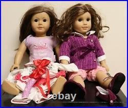 Pair (2) American Girl Dolls Brown Hair Brown & Green Sleepy Eyes 18 © 2014