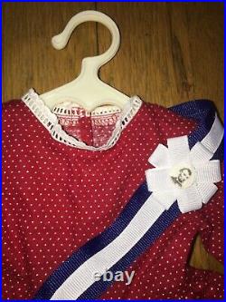 Pleasant Company Addy's Patriotic Red Dress & blue Sash American Girl doll