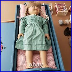 RARE American Girl Pleasant Company Kirsten Doll withBlue Trunk & Lot of clothes
