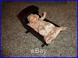 Rare American Girl Baby Polly Doll And Cradle Felicity Sister