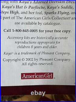 Retired 2002 American Girl 18 Kaya Doll withBox & 2 Outfits, Stand, Moccasins ETC