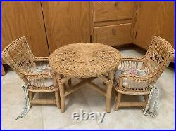 Retired American Girl Doll Samantha Party Set Wicker Table & Chairs