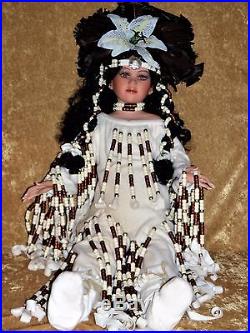 Rustie NATIVE AMERICAN INDIAN Porcelain Girl Doll 1999 30 Tall #0083/2000