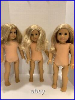 Three 18 American Girl Dolls Blonde Blue Eyes Teeth