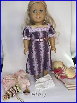VGUC American Girl Doll Caroline with Meet Outfit, Accessories, & Holiday Outfit