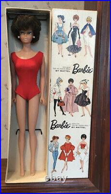 VINTAGE 1960s BRUNETTE BUBBLECUT BARBIE With AMERICAN GIRL FACE IN ORIGINAL BOX