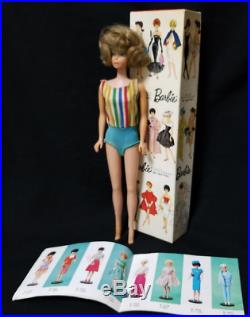 Vintage 1958 MATTEL Japanese BARBIE DOLL Side Part American Girl withBox & Manual