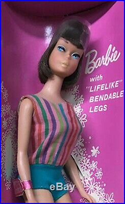 Vintage American Girl Brunette Barbie Doll 1070 Wrist tag Box Long Hair